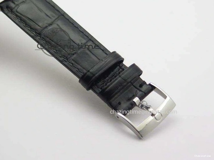 0212 De Ville MK 1:1 Best Edition SS Black Dial On Black Leather Asian Seagull T1701 (Sec@6) Unisex 8243